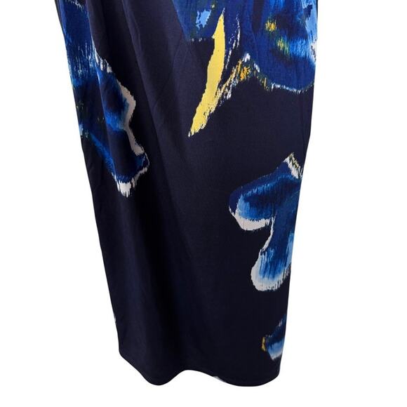 INC International Concepts Navy Floral Jersey Knit V-Neck Short Sleeve Dress 2X - Picture 8 of 16